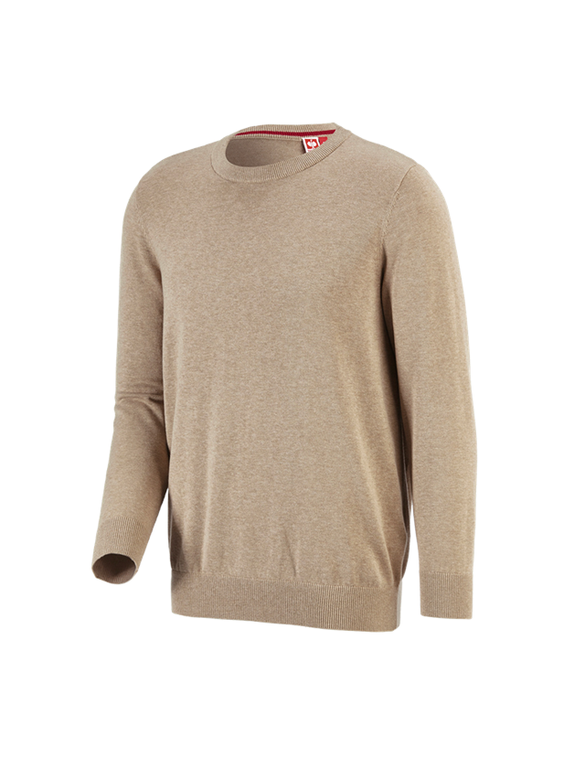 Bovenkleding: e.s. Gebreide pullover, ronde hals + kaki melange