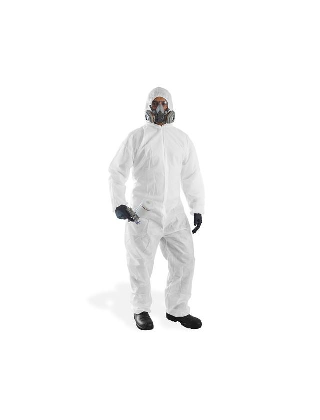 Wegwerpkleding: Eenlaagse wegwerpoverall met ritssluiting + wit