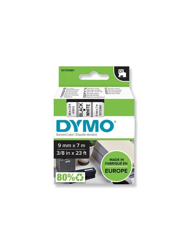 Kantoorapparatuur: DYMO D1 labeltape, 9 mm + wit/zwart