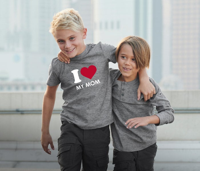 T-shirt e.s.vintage, kinderen – motief I love mom
