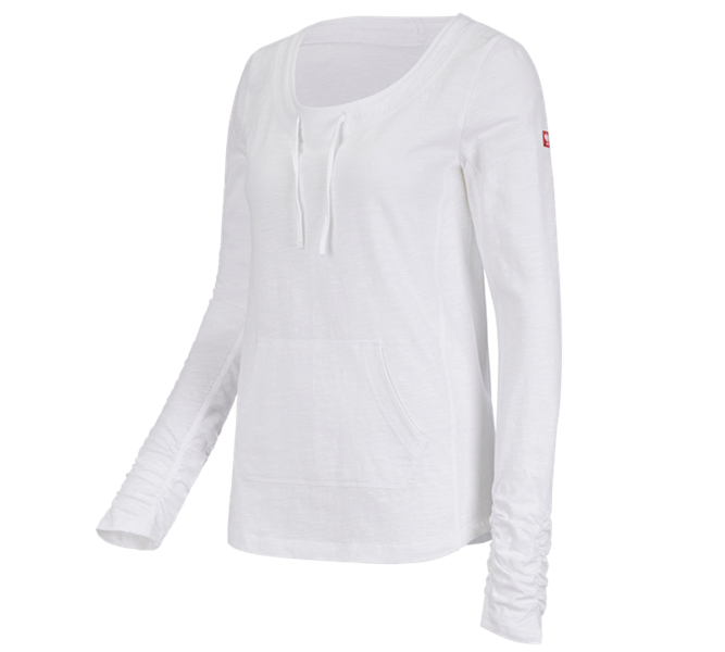 Widok główny, Medyczny, e.s. Bluzka długi rękaw cotton slub, damska, biały