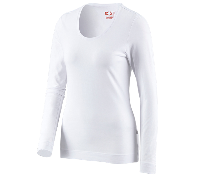 Widok główny, Koszulki | Pulower | Bluzki, e.s. Bluzka długi rękaw cotton stretch, damska, biały