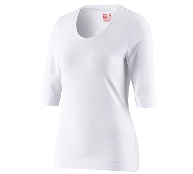 Widok główny, Medyczny, e.s. Koszulka rękaw 3/4 cotton stretch, damska, biały