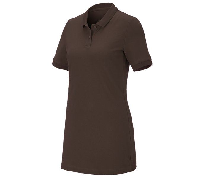Widok główny, Basics, e.s. Kosz. polo z piki cotton stretch,da.,long fit, kasztanowy
