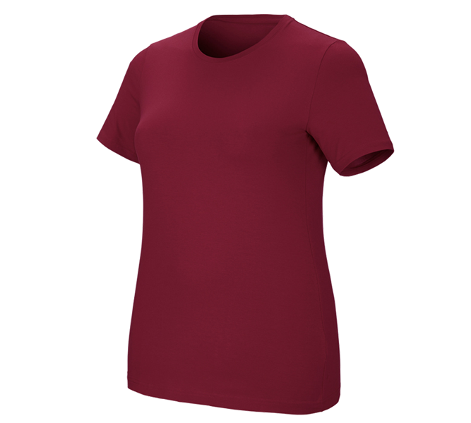Widok główny, T-shirty, e.s. Koszulka cotton stretch, damska, plus fit, bordowy