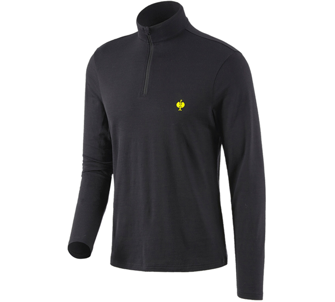 Widok główny, e.s.trail, Bluza Troyer Merino e.s.trail, czarny/żółty acid