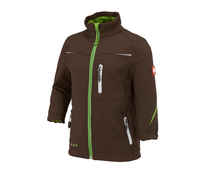 Widok główny, e.s.motion 2020, Kurtka softshell e.s.motion 2020, dziecięca, kasztanowy/zielony morski
