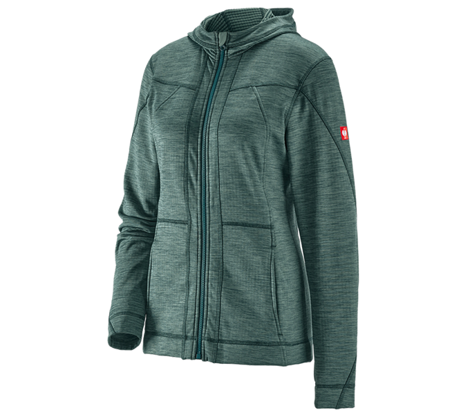 Widok główny, Kurtki polarowe | Kurtki z dzianiny, Kurtka z kapturem isocell e.s.dynashield, damska, specialgreen melange