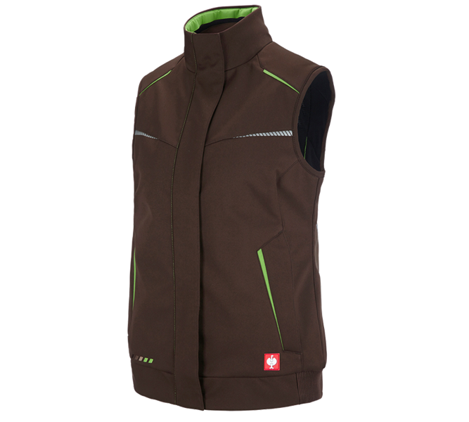 Widok główny, e.s.motion 2020, Kamizelka softshell zimowa e.s.motion 2020, damska, kasztanowy/zielony morski