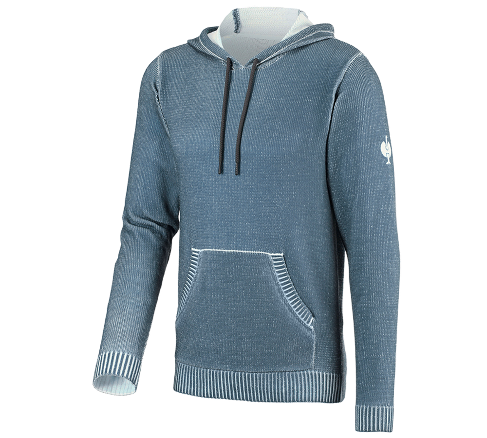 Koszulki | Pulower | Koszule: Bluza dzianinowa z kapturem e.s.iconic + niebieski tlenkowy
