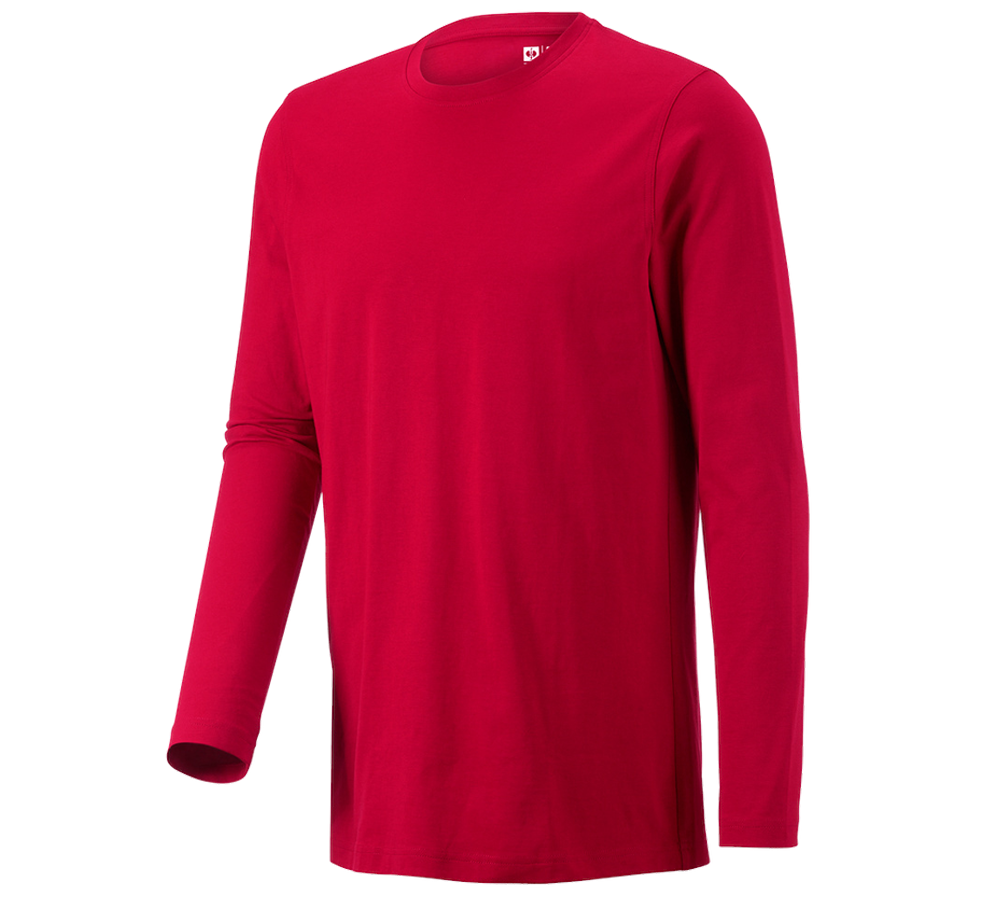 Koszulki | Pulower | Koszule: e.s. Koszulka długi rękaw cotton, long fit + ognistoczerwony