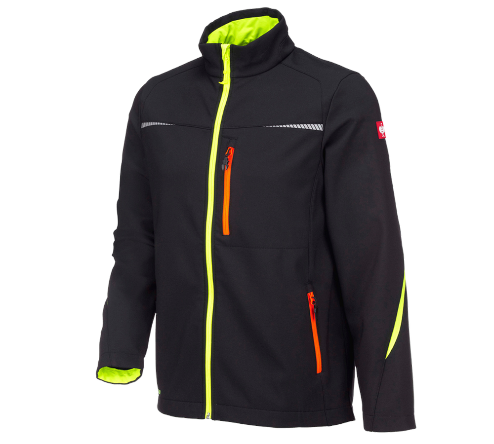 Kurtki robocze: Kurtka softshell e.s.motion 2020 + czarny/żółty ostrzegawczy/pomarańczowy ostrzegawczy