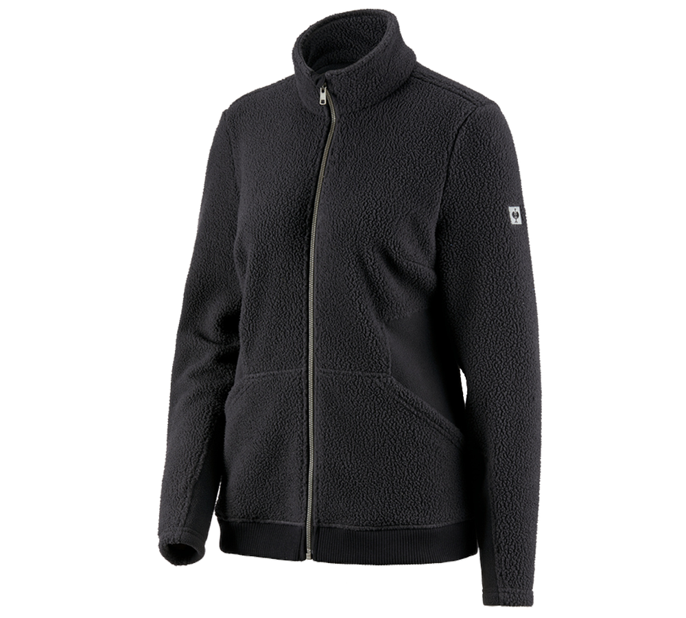 Kurtki robocze: Kurtka z dzianiny futerkowej e.s.vintage, damska + czarny