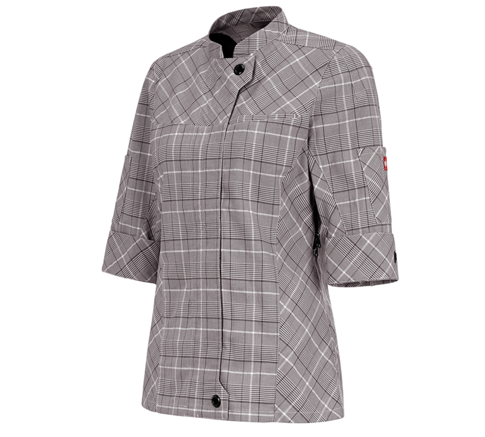 Kurtki robocze: Bluza kucharska rękaw 3/4 e.s.fusion, damska + kasztanowy/biały