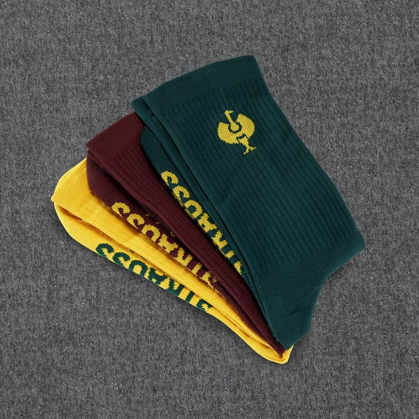 Tematy: Skarpety funkc. e.s.trail light/high, 3 szt. w op. + szmaragdowa zieleń+mahoniowa czerwień+żółty chromowy 2