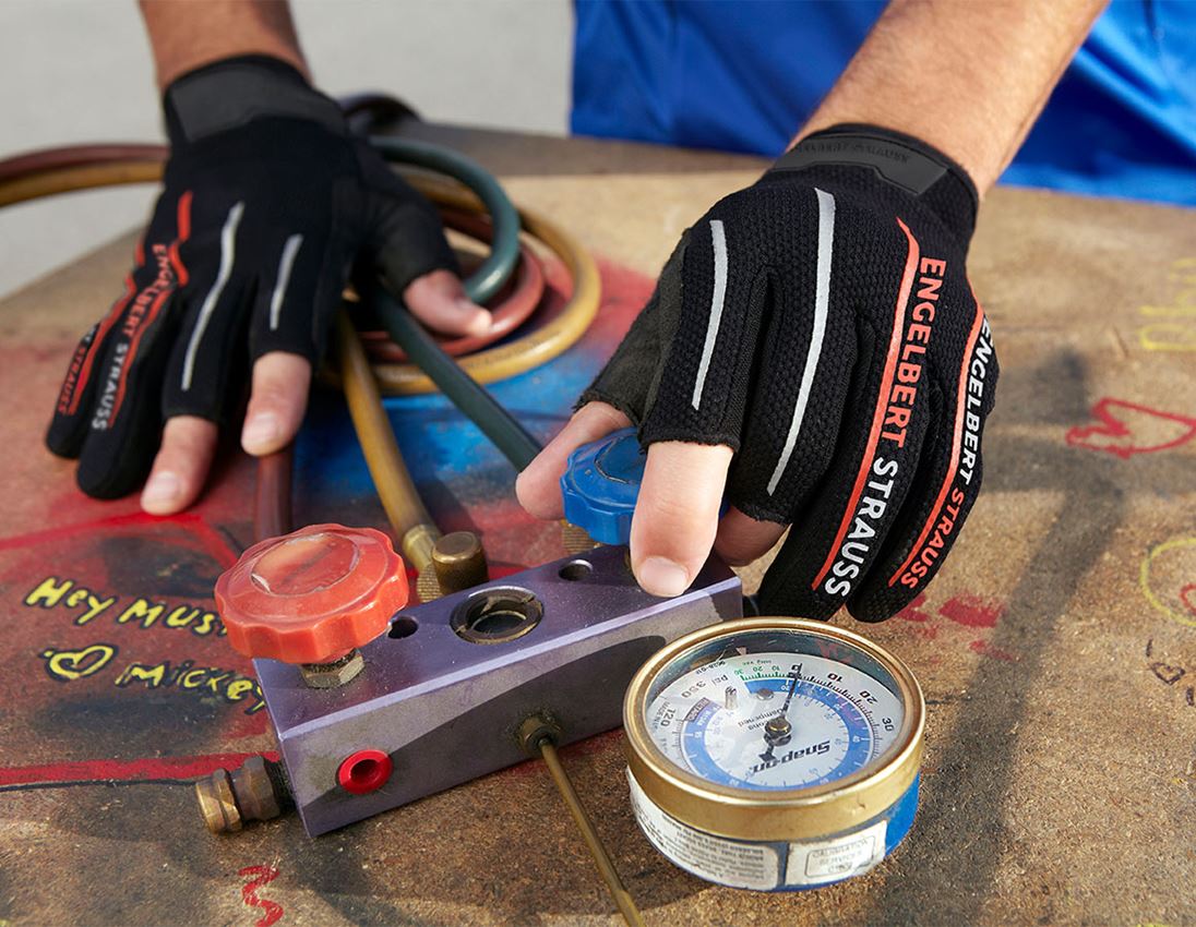 Hybrydowy: e.s. Rękawice dla mechaników Sensor + czarny/czerwony