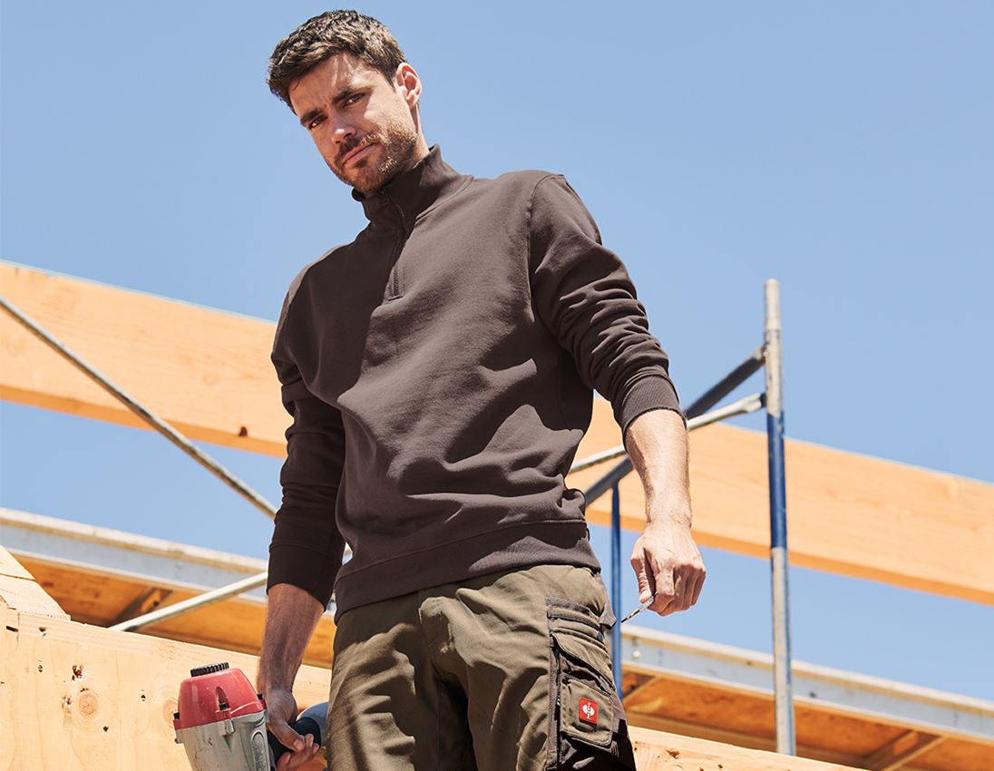 Koszulki | Pulower | Koszule: e.s. Bluza z dekoltem na suwak poly cotton + kasztanowy 1