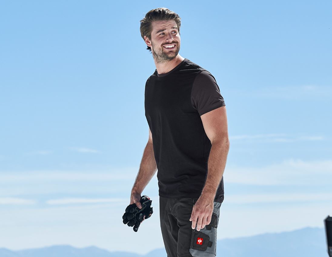 Koszulki | Pulower | Koszule: e.s. Koszulka cotton stretch bicolor + czarny/grafitowy 1