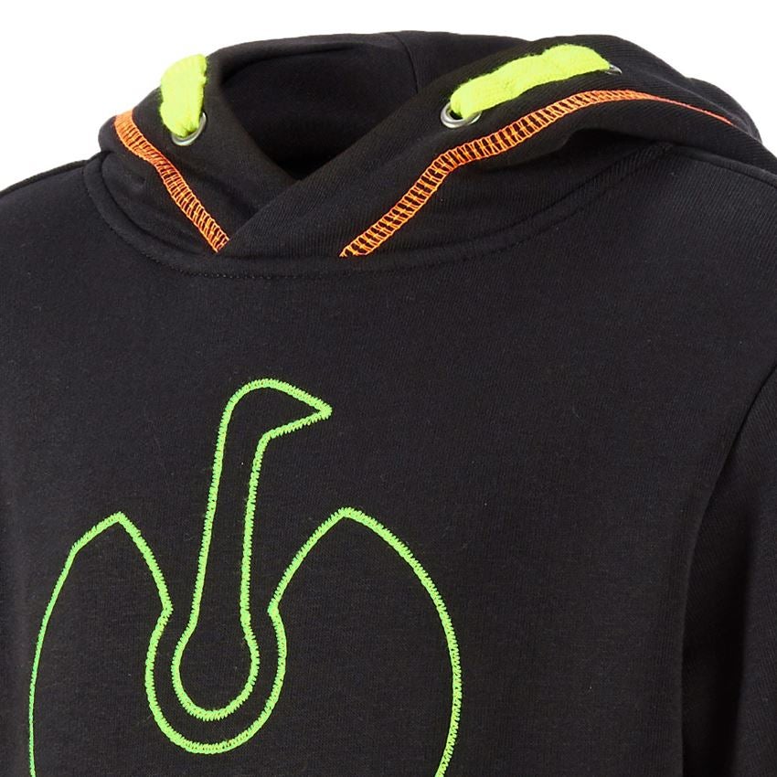 Koszulki | Pulower | Bluzki: Bluza z kapturem e.s.motion 2020, dziecięca + czarny/żółty ostrzegawczy/pomarańczowy ostrzegawczy 2