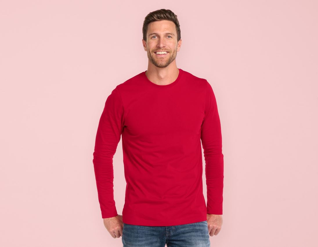 Koszulki | Pulower | Koszule: e.s. Koszulka długi rękaw cotton, long fit + ognistoczerwony