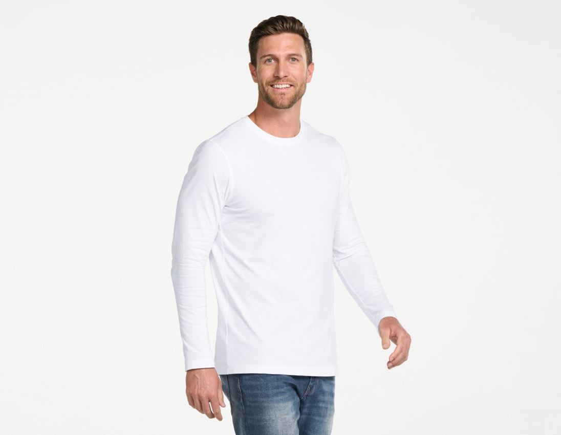 Koszulki | Pulower | Koszule: e.s. Koszulka długi rękaw cotton, long fit + biały 1
