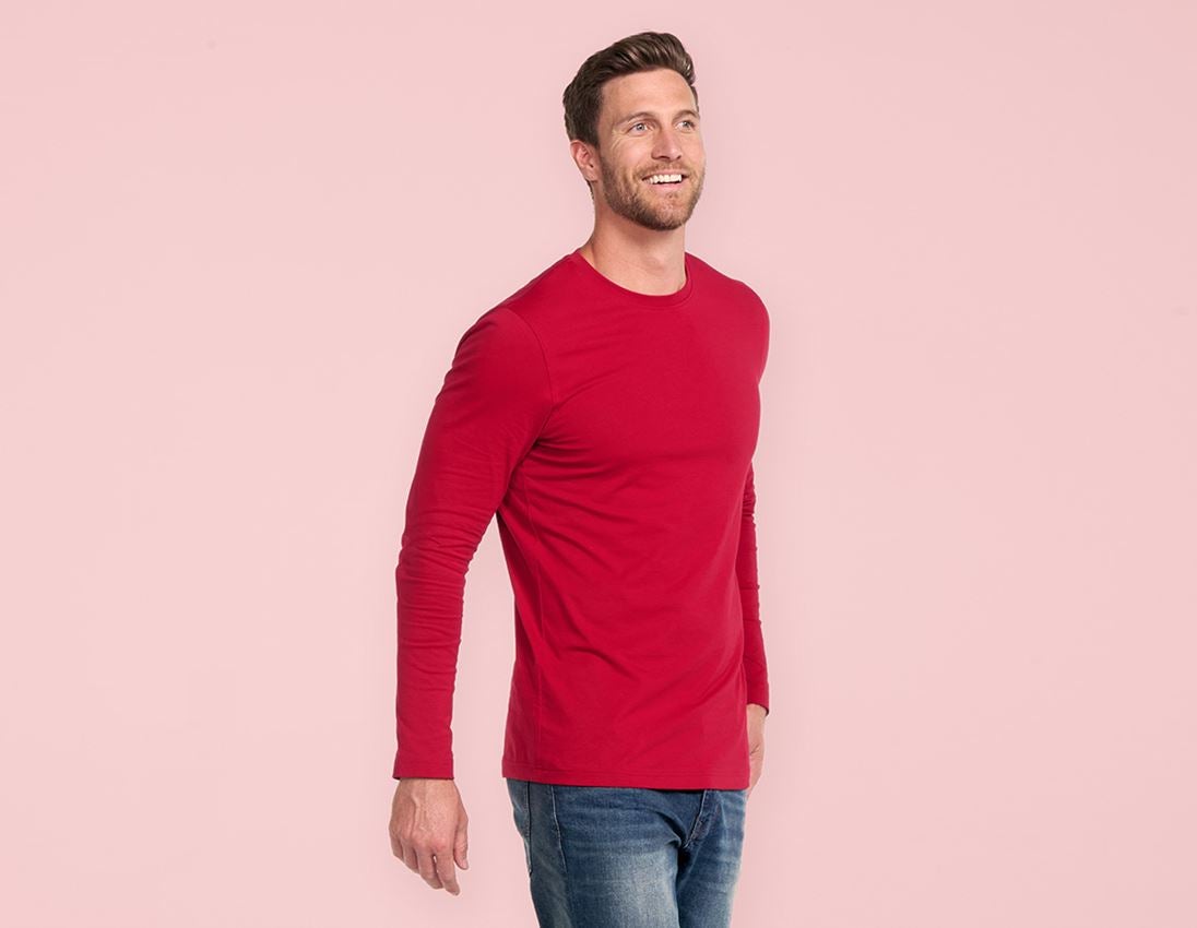 Koszulki | Pulower | Koszule: e.s. Koszulka długi rękaw cotton, long fit + ognistoczerwony 1