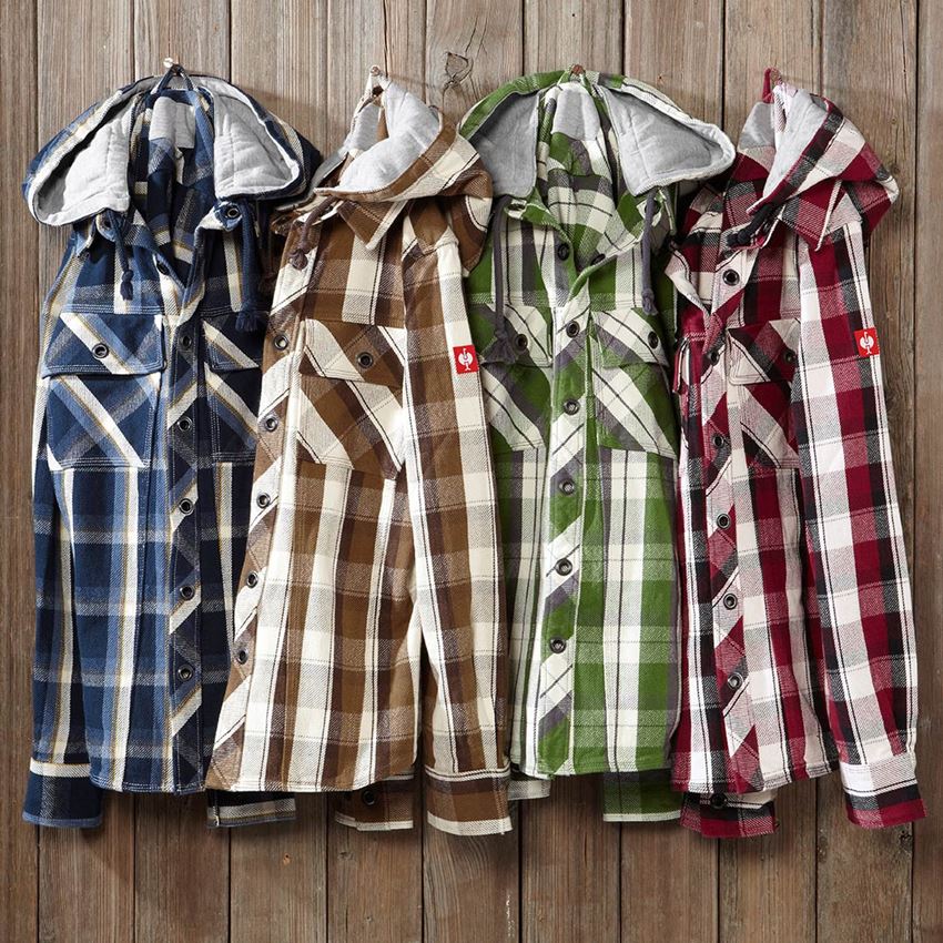 Koszulki | Pulower | Koszule: Koszula z kapturem e.s.roughtough + rubinowy/czarny/naturalny 2