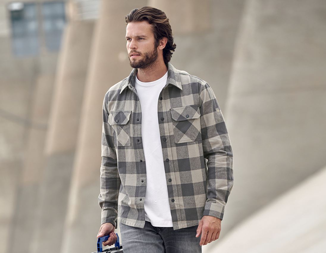 Koszulki | Pulower | Koszule: Koszula w kratkę e.s.iconic + szary delfinowy/karbonowym szary