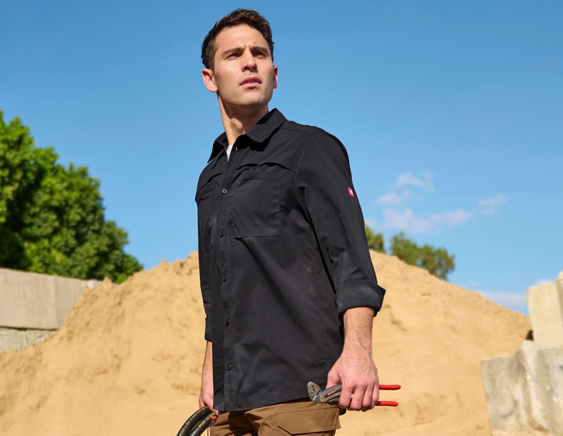 Koszulki | Pulower | Koszule: Koszule robocze e.s.t:aktik, długi rękaw + czarny