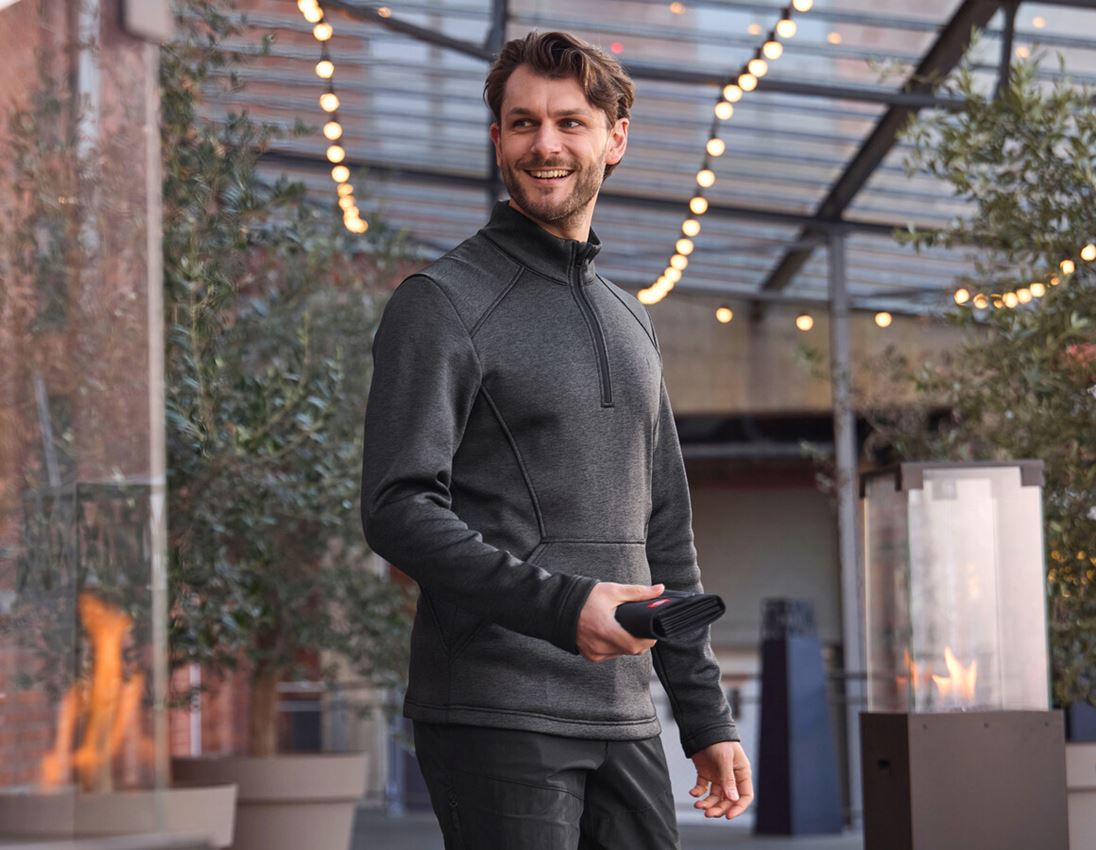 Koszulki | Pulower | Koszule: Bluza ze stójką thermo stretch e.s.trail + czarny melanżowy 3