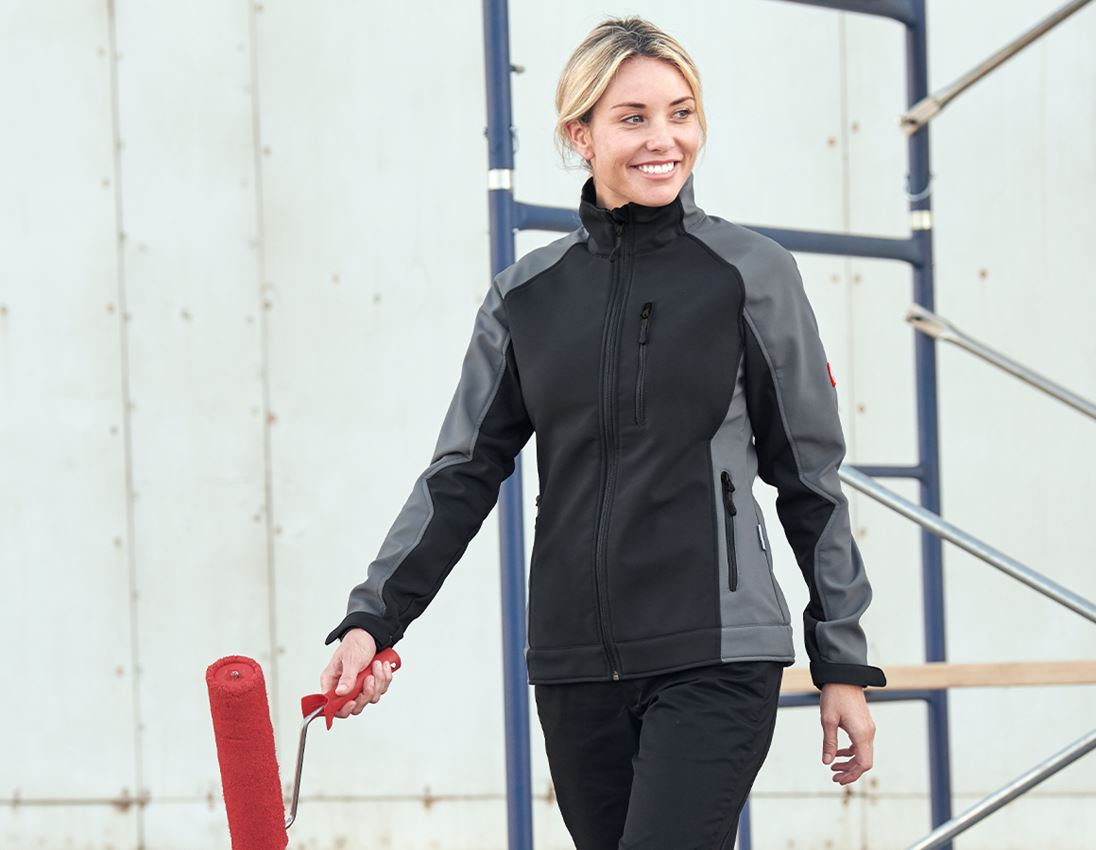 Kurtki robocze: Kurtka damska softshell dryplexx® softlight + grafitowy/cementowy