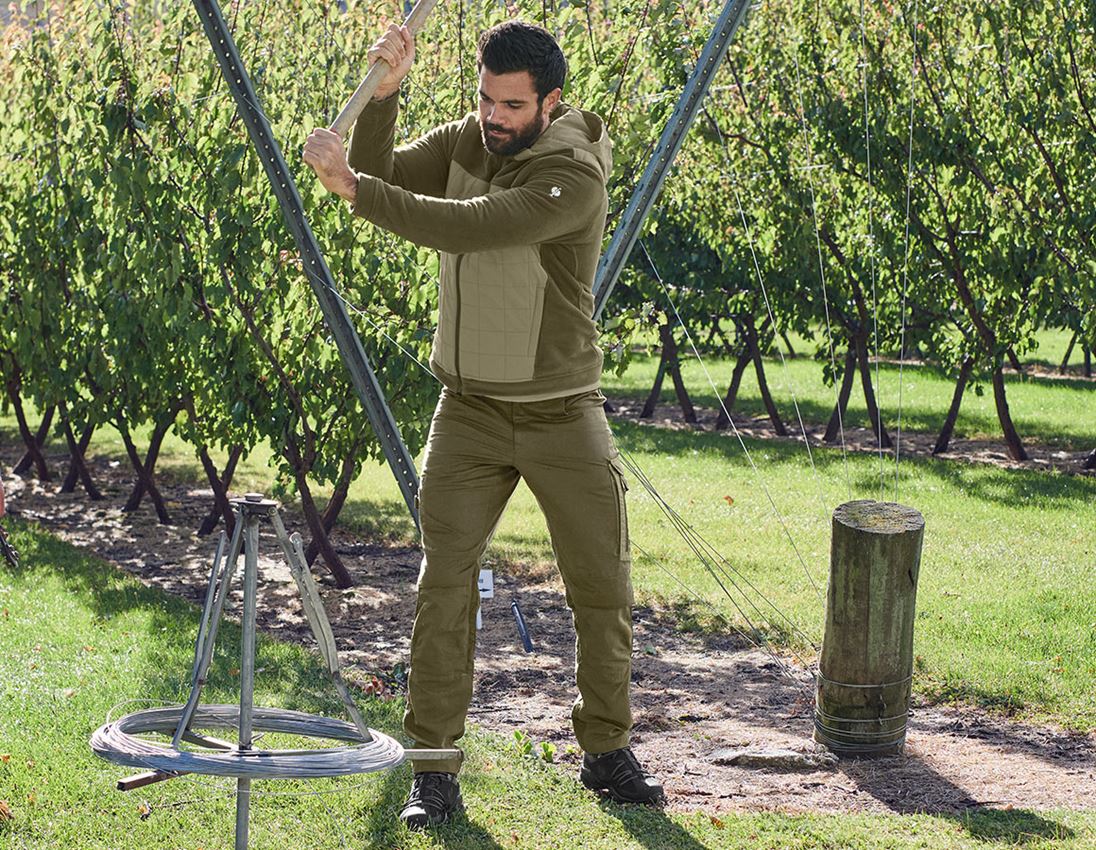 Kurtki robocze: Hybrydowa kurtka polarowa z kapturem e.s.concrete + błotnista zieleń/zieleń ostnicy 1