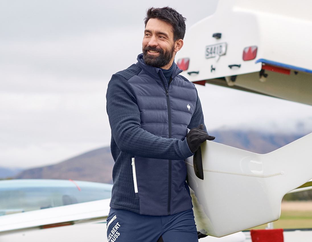 Kurtki robocze: Hybrydowa kurtka dzianinowa e.s.trail + niebieski marine/biały