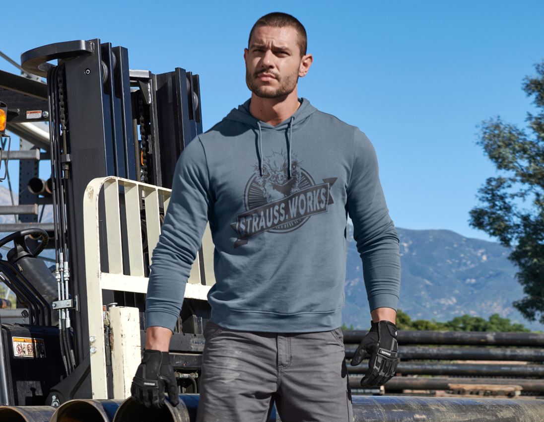 Koszulki | Pulower | Koszule: Bluza z kapturem e.s.iconic works + niebieski tlenkowy