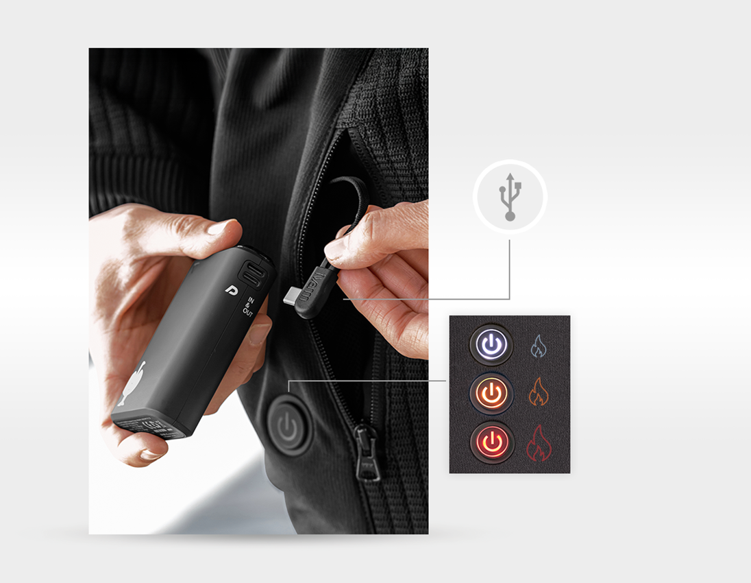 Kurtki robocze: Ogrzew. hyb. kurtka dzian. z kapt. e.s.trail, dam. + czarny 4