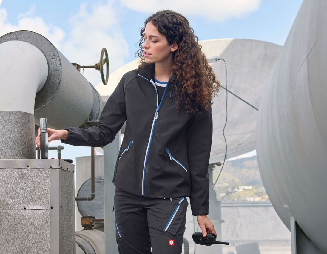 Kurtki robocze: Kurtka softshell e.s.ambition, damska + grafitowy/niebieski chagall