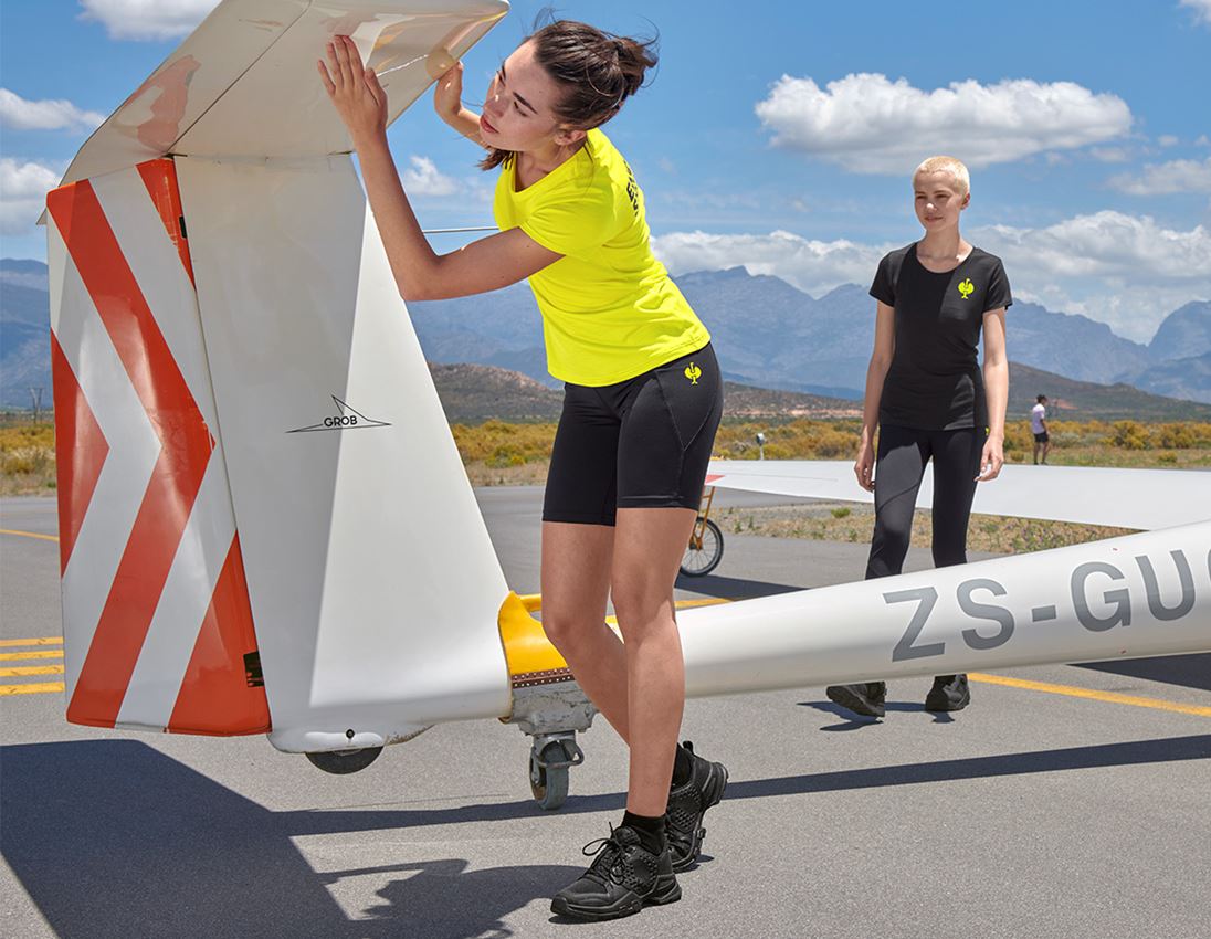 Spodnie robocze: Legginsy do biegania krótkie e.s.trail, damska + czarny/żółty acid 1