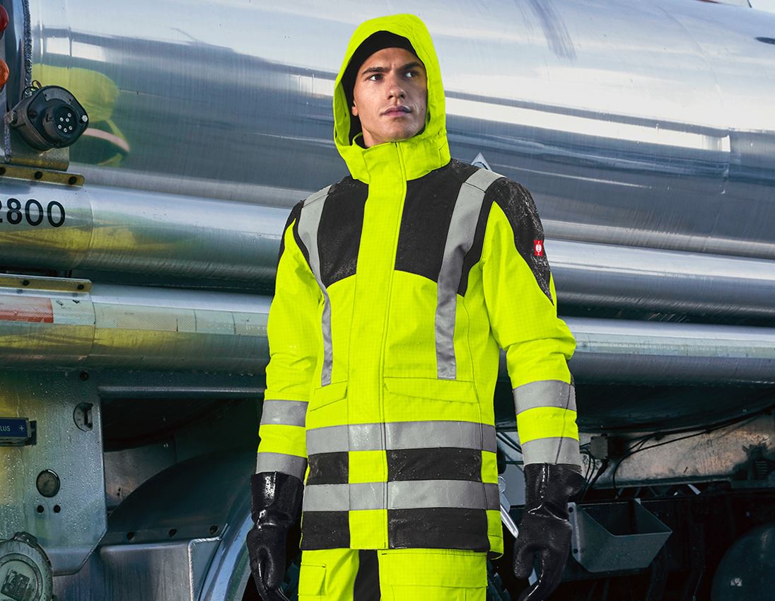 Kurtki robocze: e.s. Parka chroniąca przed czynnikami atmosf.multi + żółty ostrzegawczy/czarny