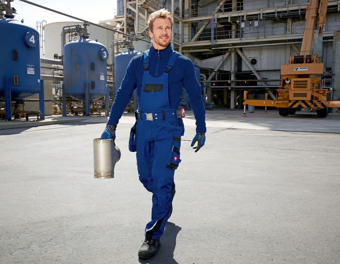 Spodnie robocze: Ogrodniczki e.s.motion zimowe + chabrowy/czarny 3