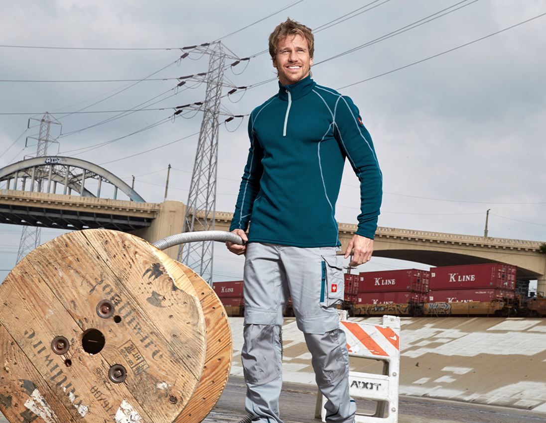 Koszulki | Pulower | Koszule: Bluza Troyer funkc. thermo stretch e.s.motion 2020 + niebieski morski/platynowy 1
