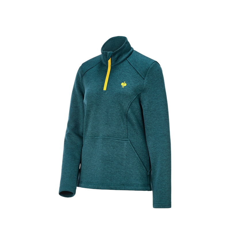 Koszulki | Pulower | Bluzki: Bluza ze stójką thermo stretch e.s.trail, damska + szmaragdowa zieleń melanżowy/żółty chromowy 4