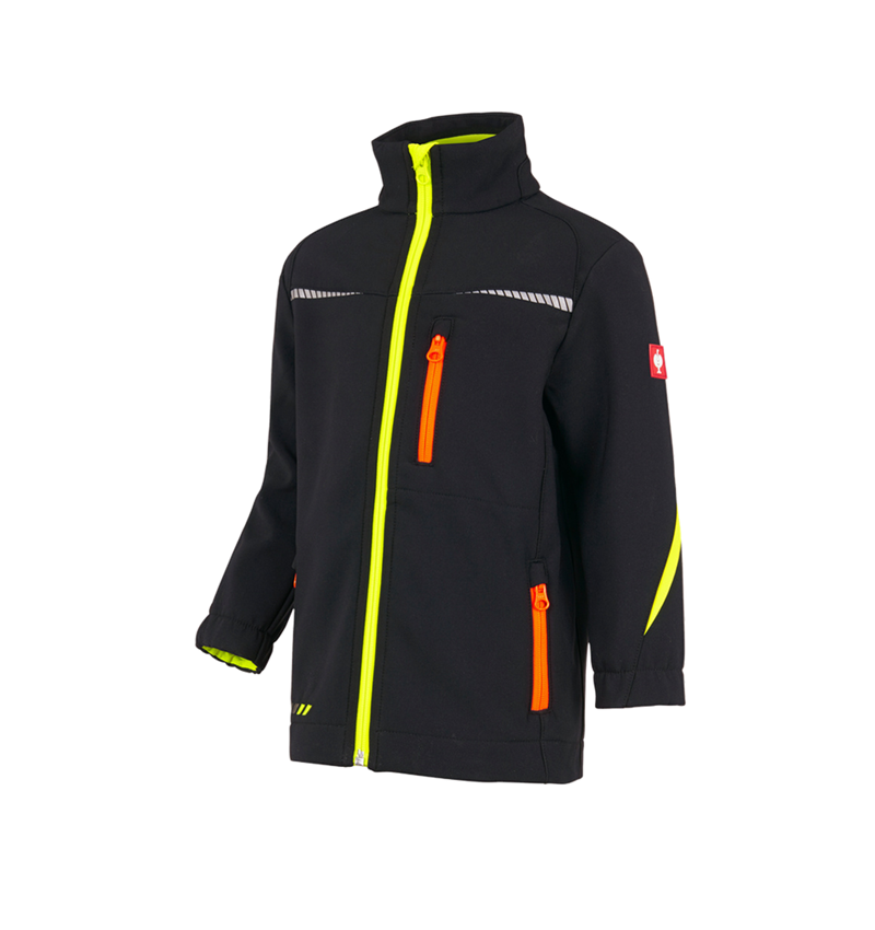 Kurtki: Kurtka softshell e.s.motion 2020, dziecięca + czarny/żółty ostrzegawczy/pomarańczowy ostrzegawczy 4