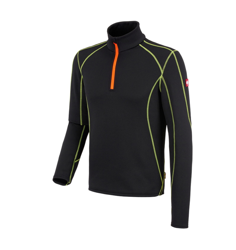 Koszulki | Pulower | Koszule: Bluza Troyer funkc. thermo stretch e.s.motion 2020 + czarny/żółty ostrzegawczy/pomarańczowy ostrzegawczy 2