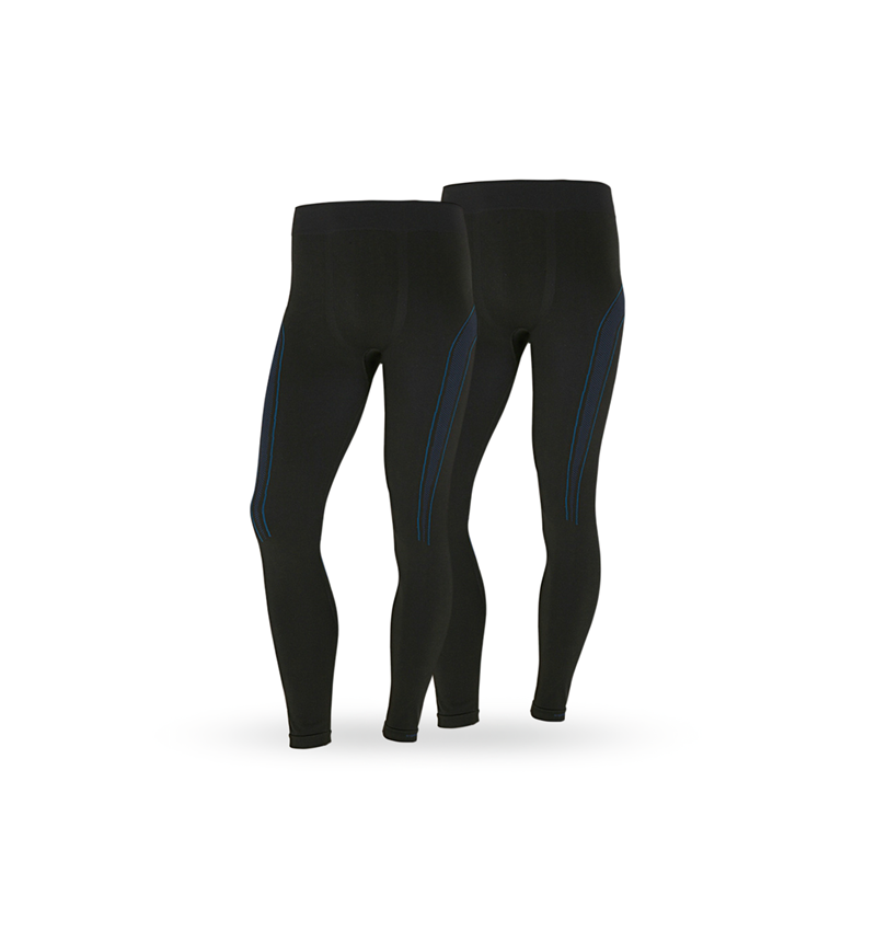 Bielizna | Odzież termoaktywna: Dwupak e.s. Legginsy funkcyjne bezszwowe – warm + czarny/niebieski chagall