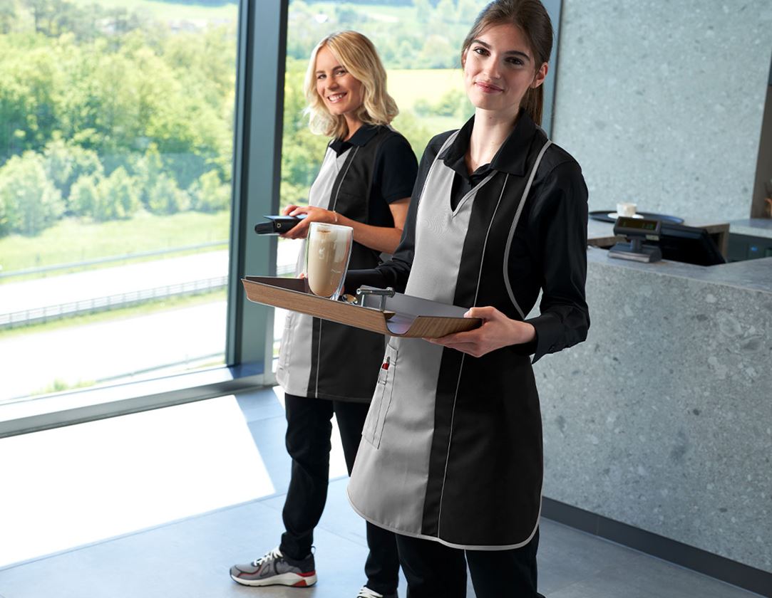 Fartuchy: Fartuch damski Teresa + srebrnoszary/czarny