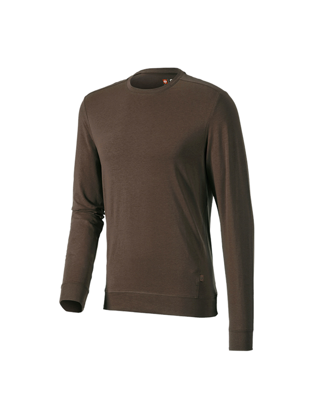 Koszulki | Pulower | Koszule: e.s. Koszulka długi rękaw cotton stretch + kasztanowy