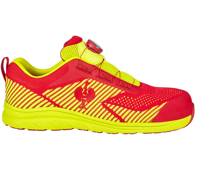 Main view, S1, S1 Safety shoes e.s. Tegmen IV low, fiery red/high-vis yellow