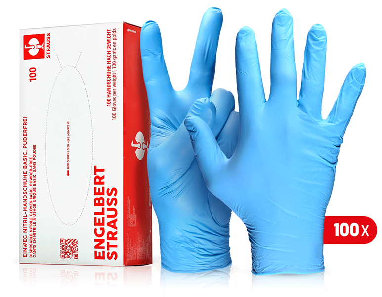 Main view, Coated, Disposable nitrile gloves Basic, powder-free, blue