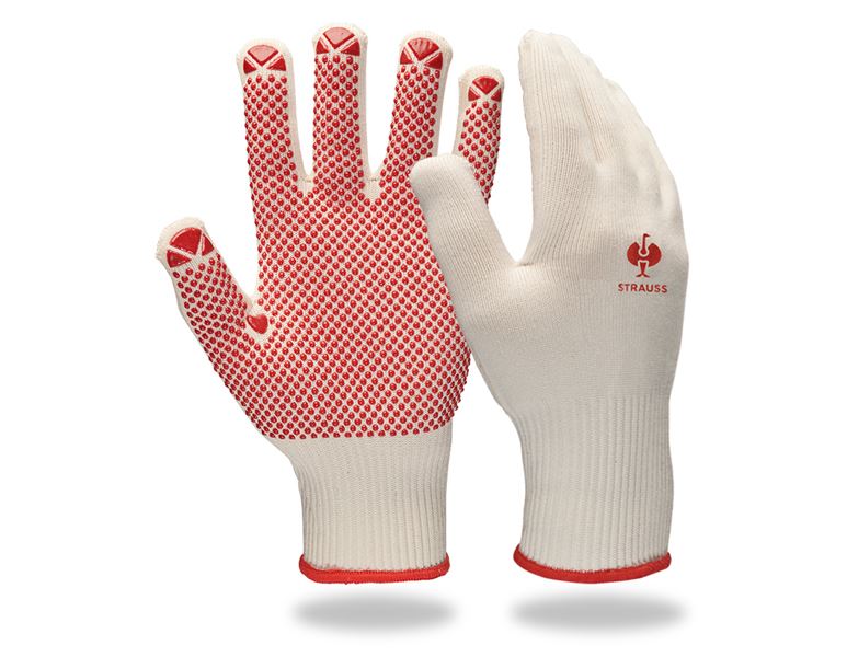 Main view, PVC nubs, PVC knitted gloves Rondo, white