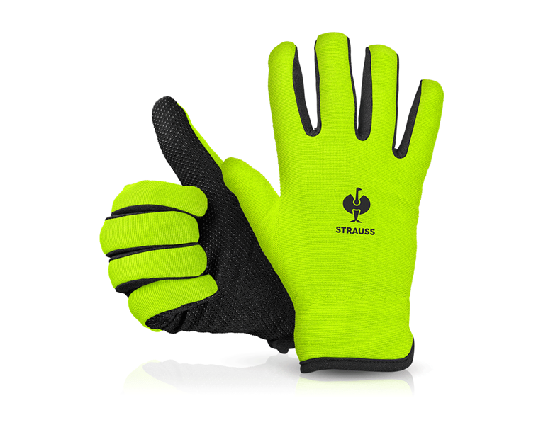 Main view, Coated, e.s. Winter gloves Fleece Comfort, high-vis yellow/black
